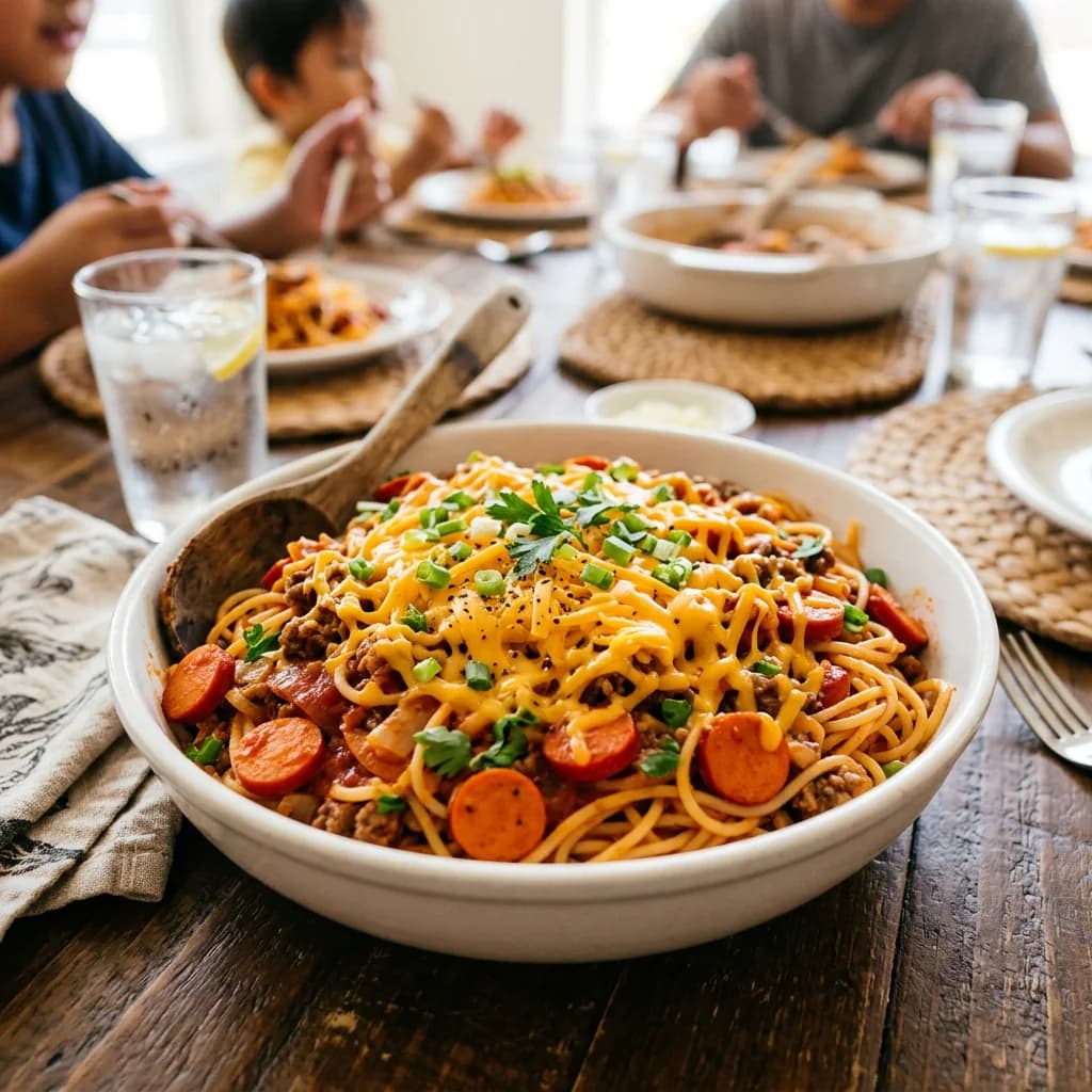 Filipino Spaghetti, a Kusinely pasta dish